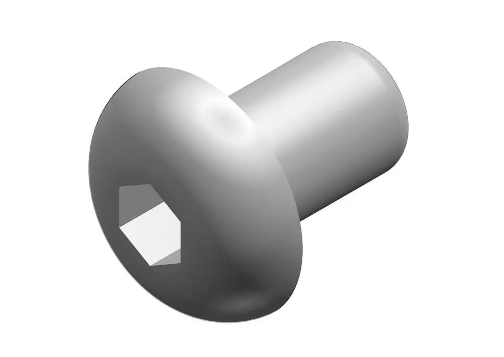 Silberne Linsenschraube mit flachem Kopf und Innensechskant. Das Produkt stammt von Bosch und ist für verschiedene Anwendungen geeignet.